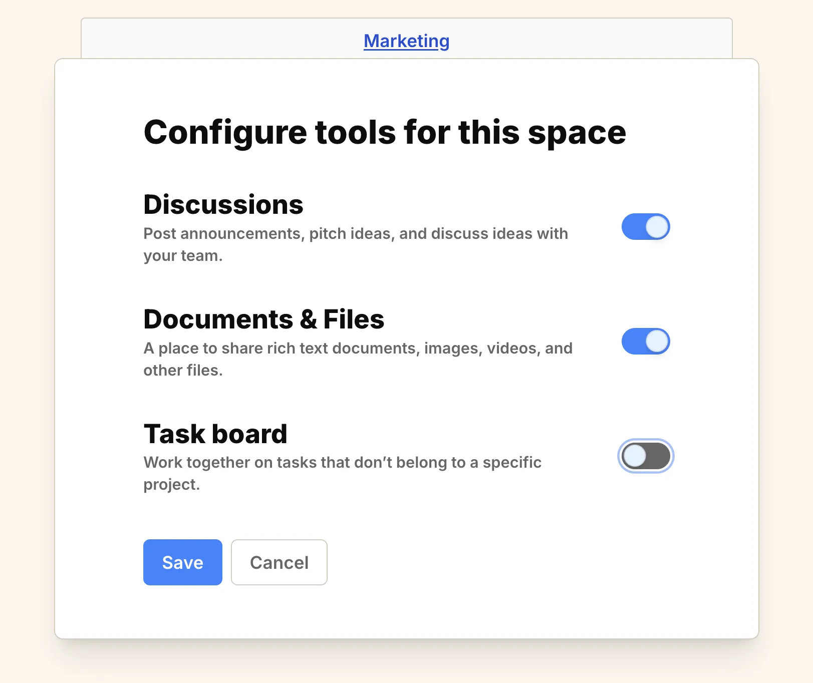 Screenshot: Reviewing tab with work items